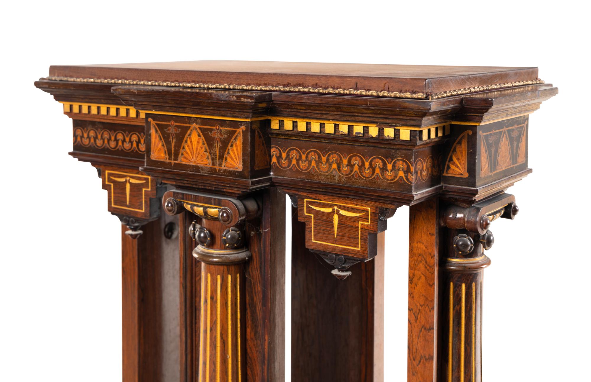 A Victorian Gilt Decorated and Part Ebonized Walnut Pedestal