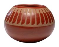 Redware Pottery Jar, Repeating Feather Design February 1971
