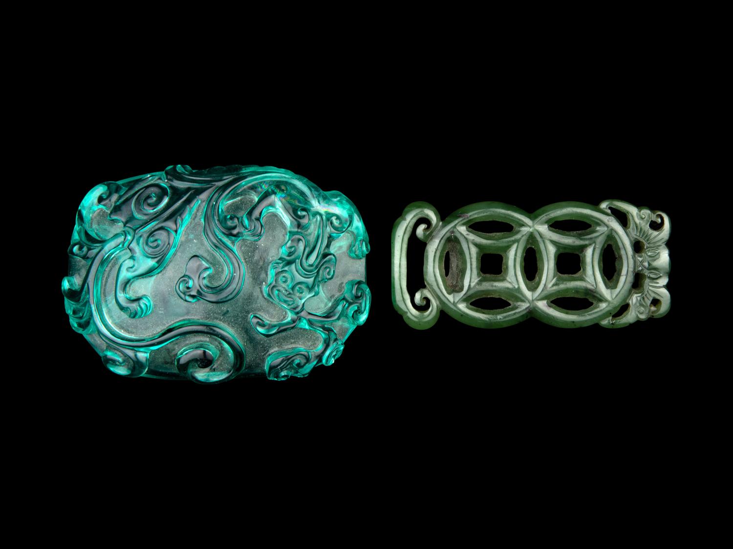 Two Chinese Carved Belt Buckles