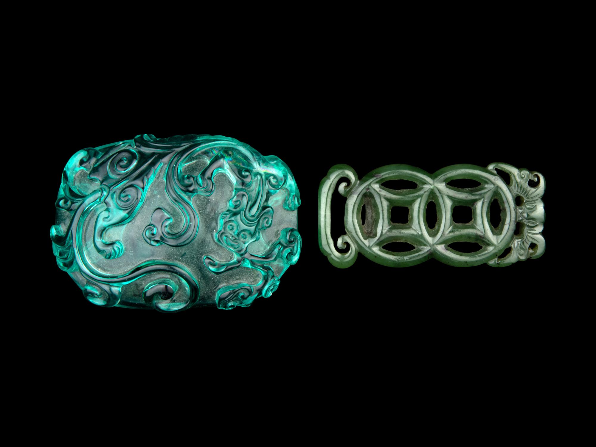 Two Chinese Carved Belt Buckles