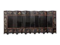 A Chinese Export Laquer Twelve-Panel Screen