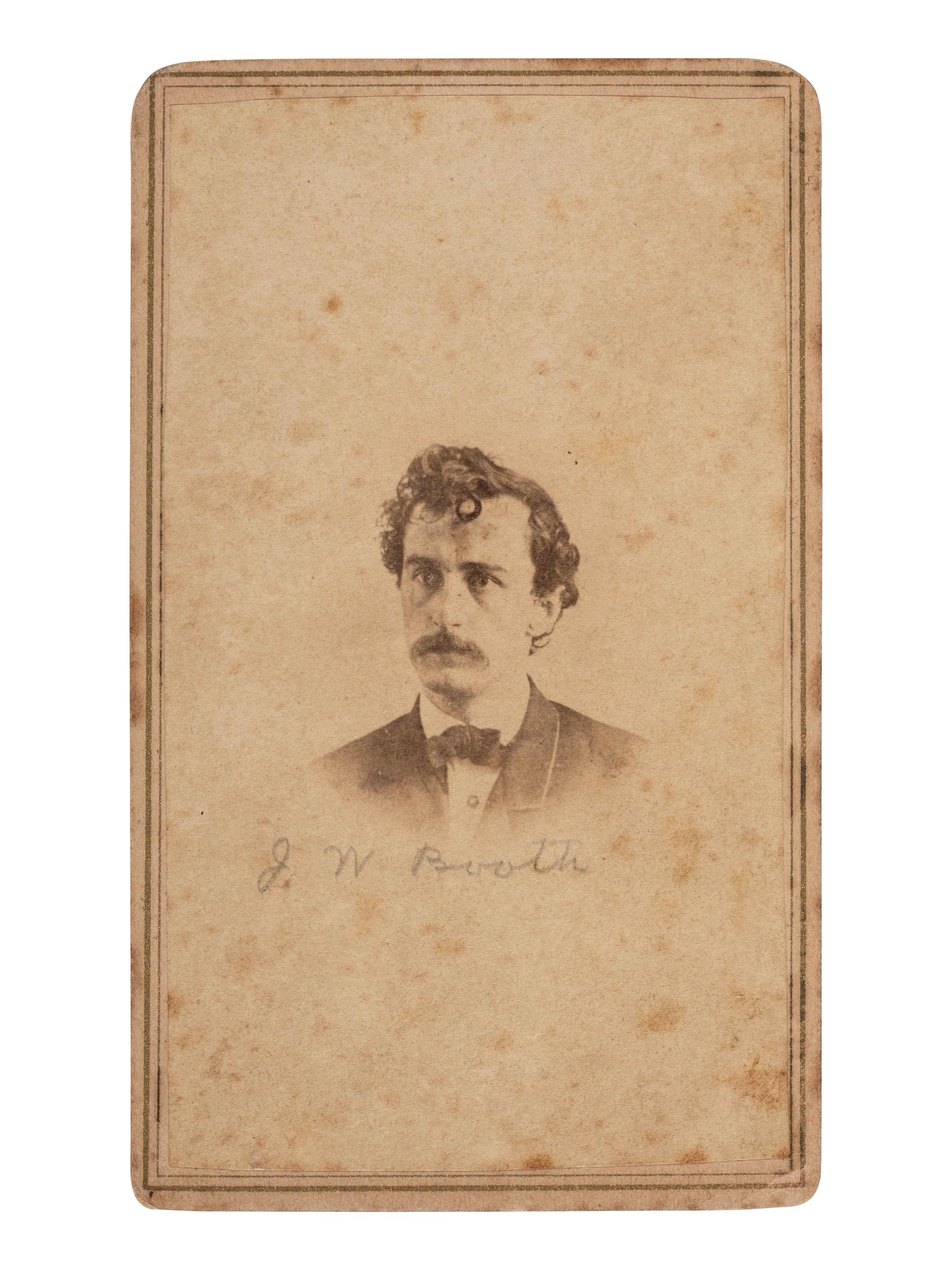 [LINCOLN ASSASSINATION]. Previously unknown CDV of John Wilkes Booth attrib. to Norton & Luther, Cleveland, OH, ca 1864.