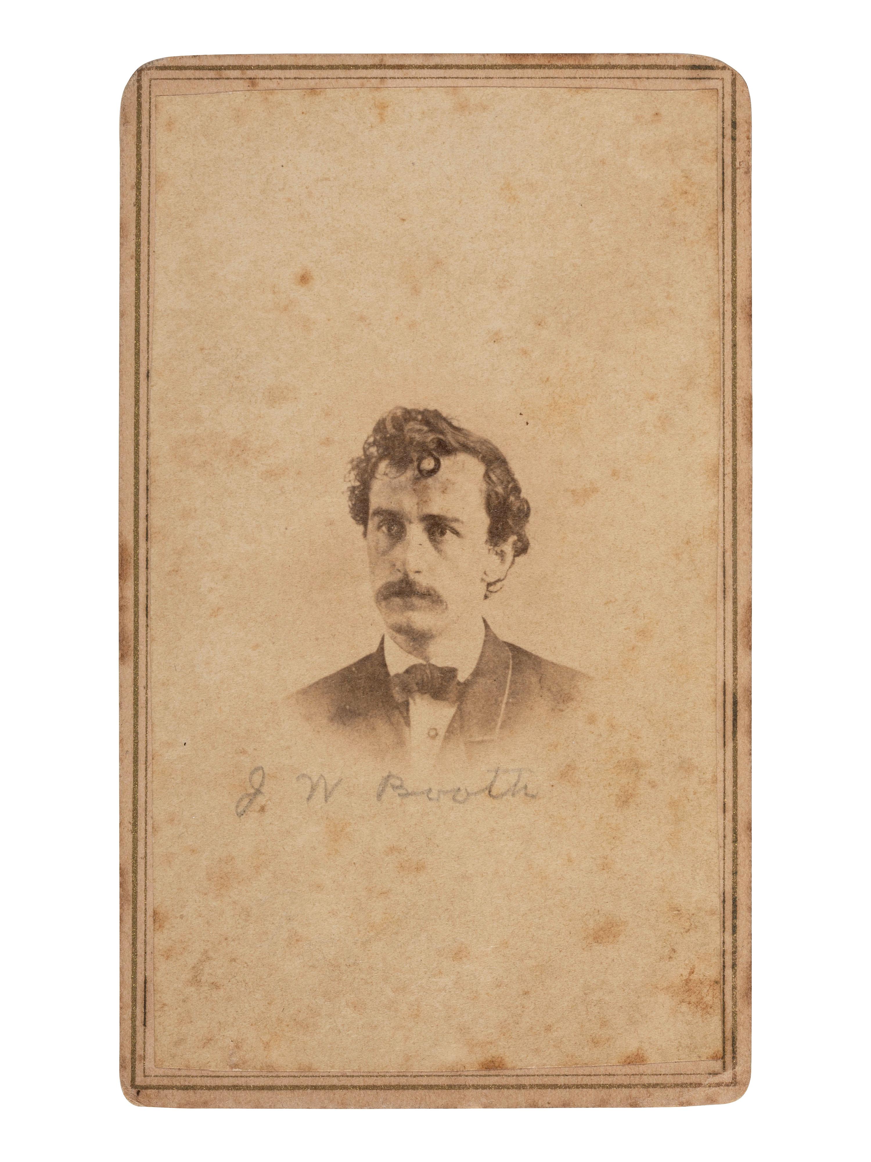 [LINCOLN ASSASSINATION]. Previously unknown CDV of John Wilkes Booth attrib. to Norton & Luther, Cleveland, OH, ca 1864.