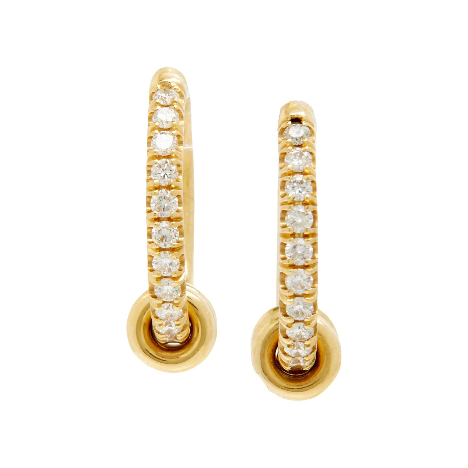 SPINELLI KILCOLLIN, YELLOW GOLD AND DIAMOND 'ARA PAVE' HOOP EARRINGS