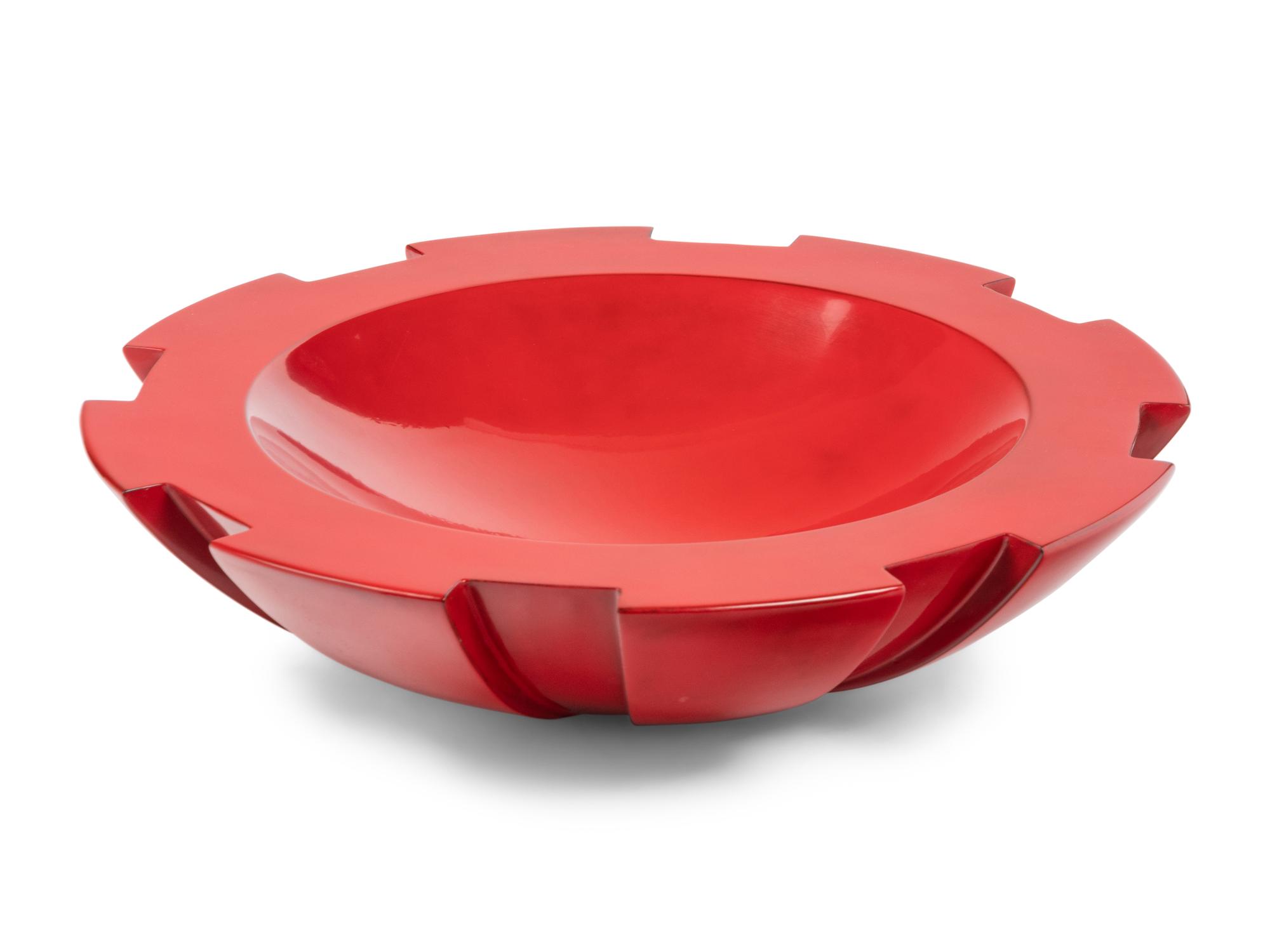 A Contemporary Red Lacquer Center Bowl