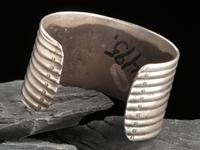Wide Navajo Cuff Bracelet, with Drilled Turquoise Stone