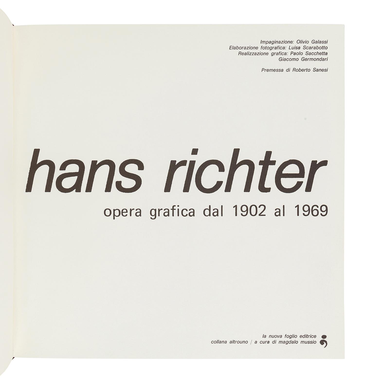 RICHTER, Hans (1888-1976). Hans Richter: Opera Grafica dal 1902 al 1969. Pollenza: La Nuova Foglio Editrice, 1976.