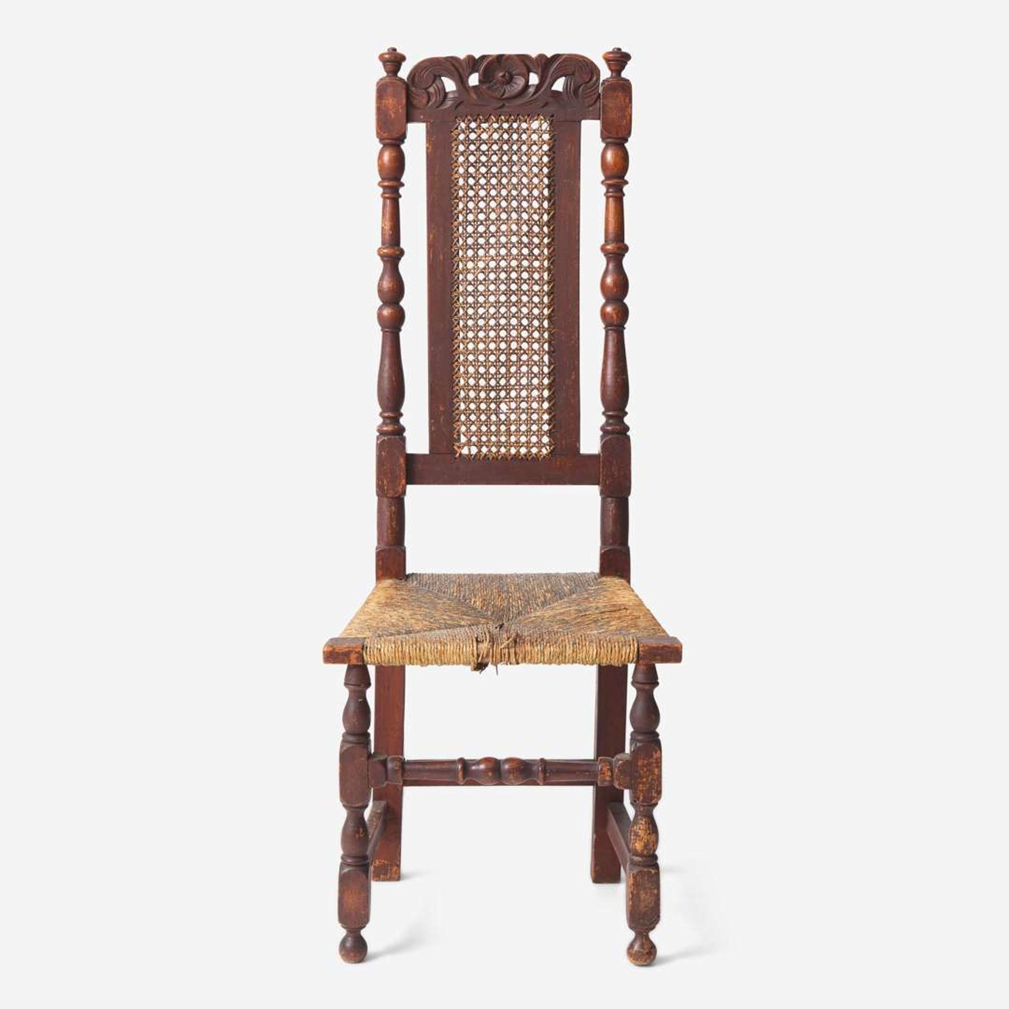 A William & Mary bannister-back and rush seat side chair associated with Francis Marion early 18th century