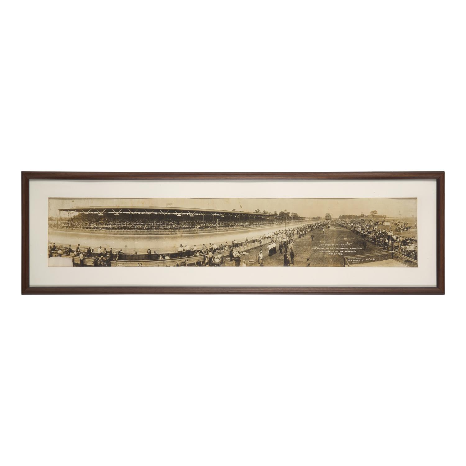 [Motor Racing] [Indianapolis 500] Bretzman, Charles F. Panoramic photograph of the Main Grandstands and Pits, 3rd Annual 500 Mile International Sweepstakes Indianapolis Motor Speedway May 30, 1913