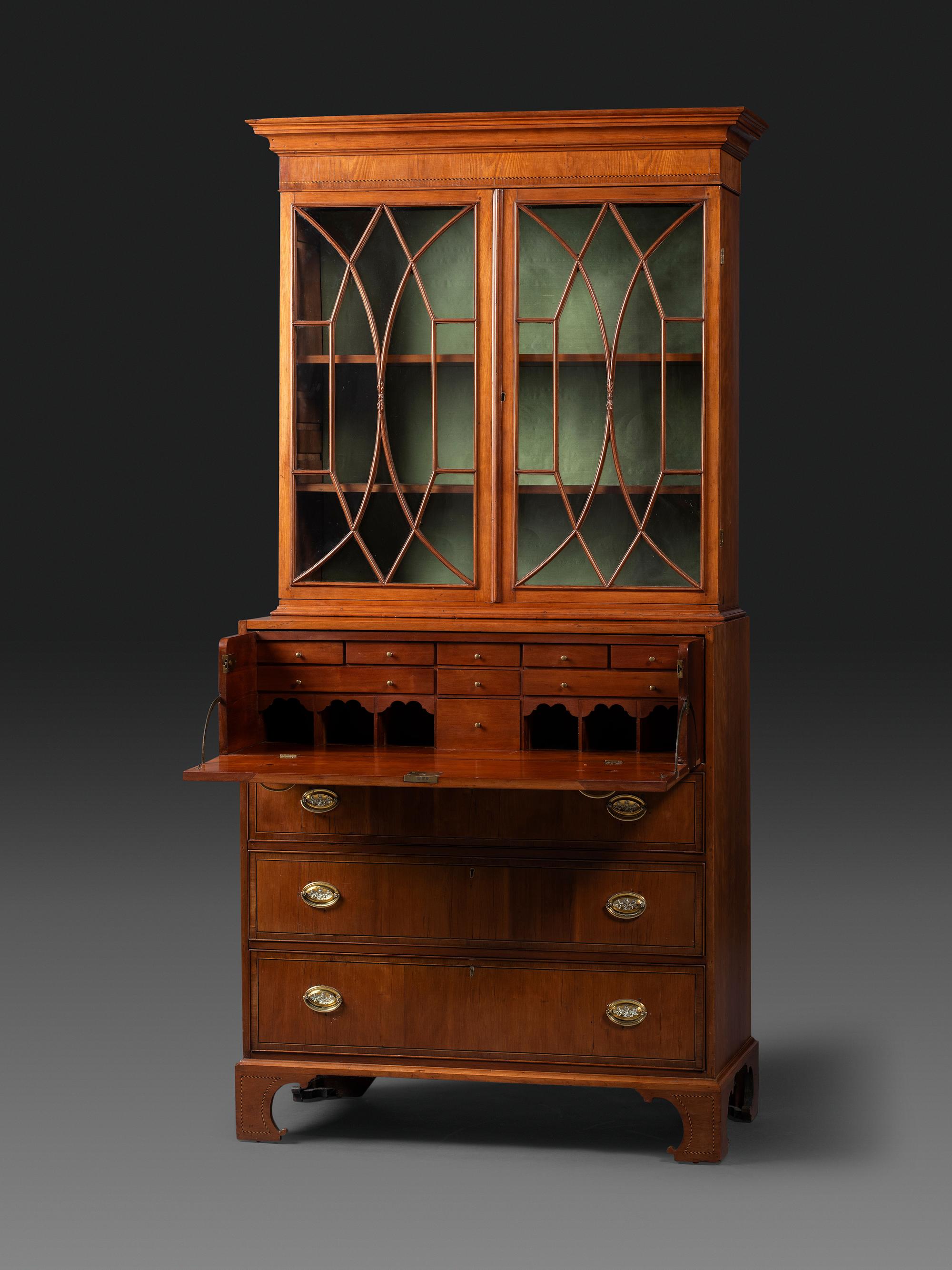 A Federal Inlaid and Figured Cherrywood Cabinet