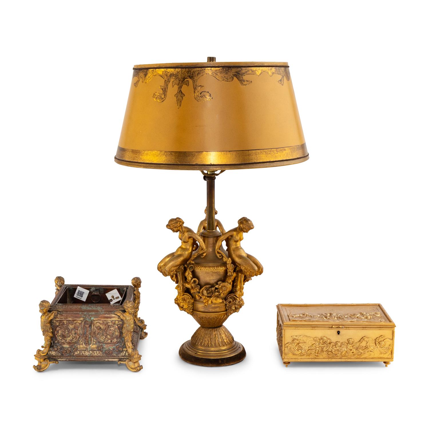 A Group of French Gilt Bronze Table Ornaments