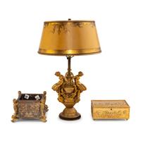 A Group of French Gilt Bronze Table Ornaments