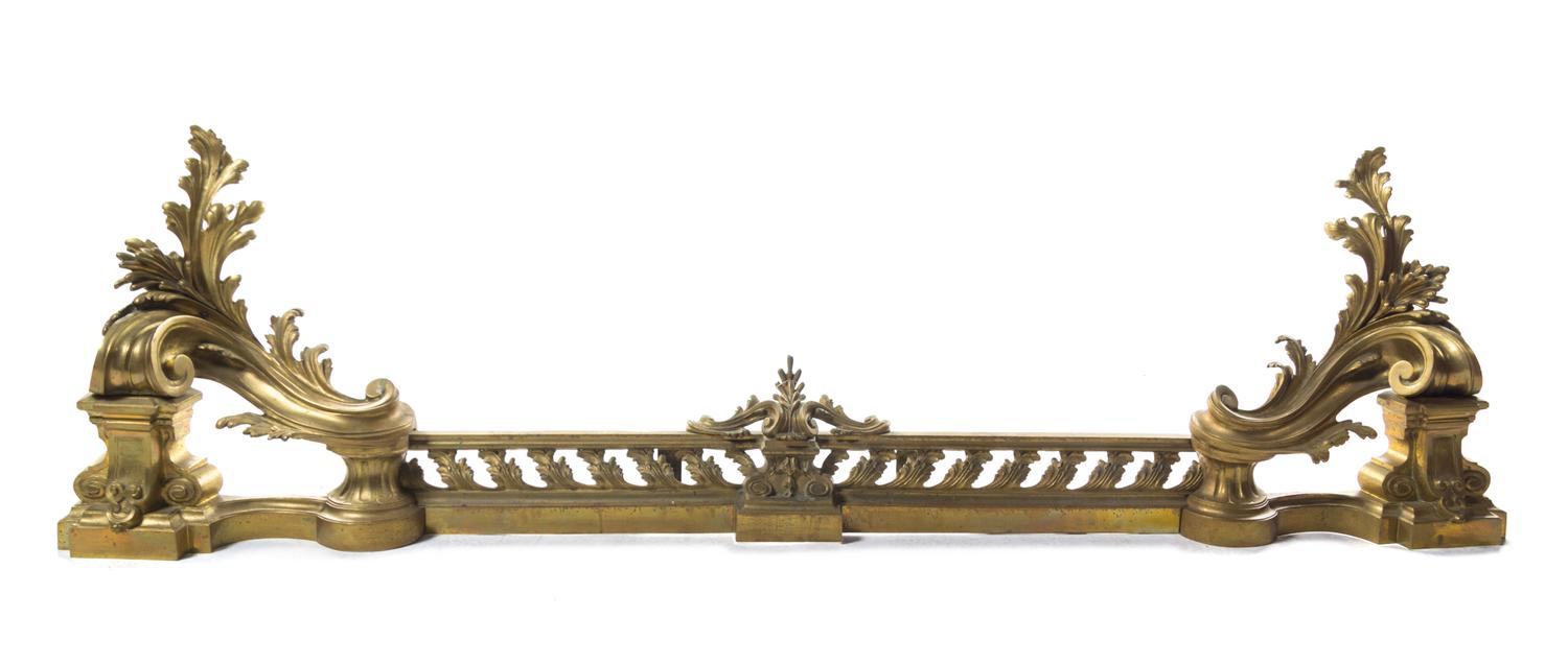 A Louis XV Style Gilt Metal Fireplace Suite Height 16 1/2 inches. — 19TH/20TH CENTURY