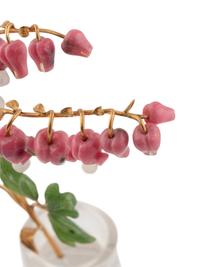 A Carved Rock Crystal, Rhodonite, Nephrite and 18-Karat Gold Bleeding Heart Flower Study