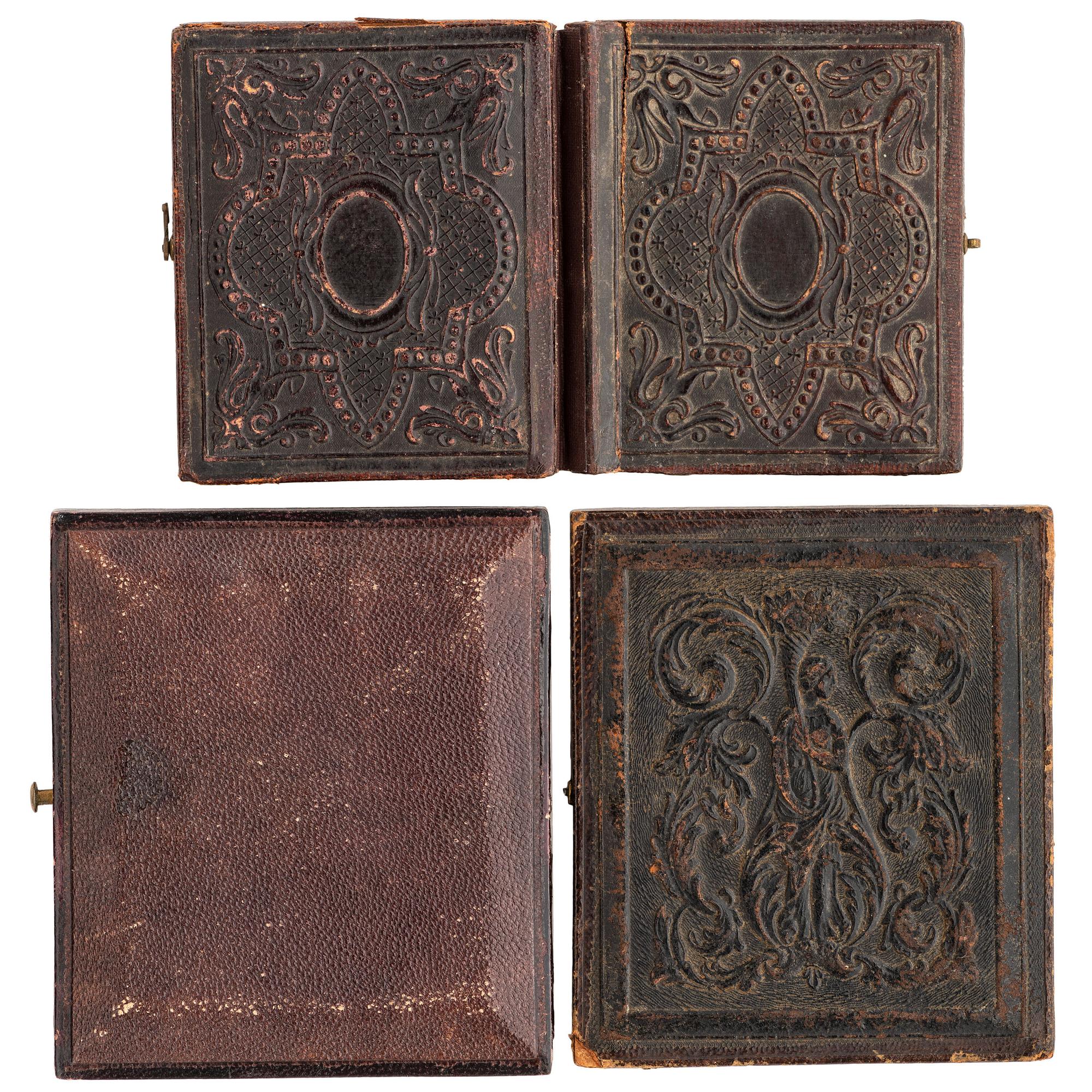 [EARLY PHOTOGRAPHY - PORTRAITURE]. A group of 9 daguerreotypes of folk art portraits featuring women, including: