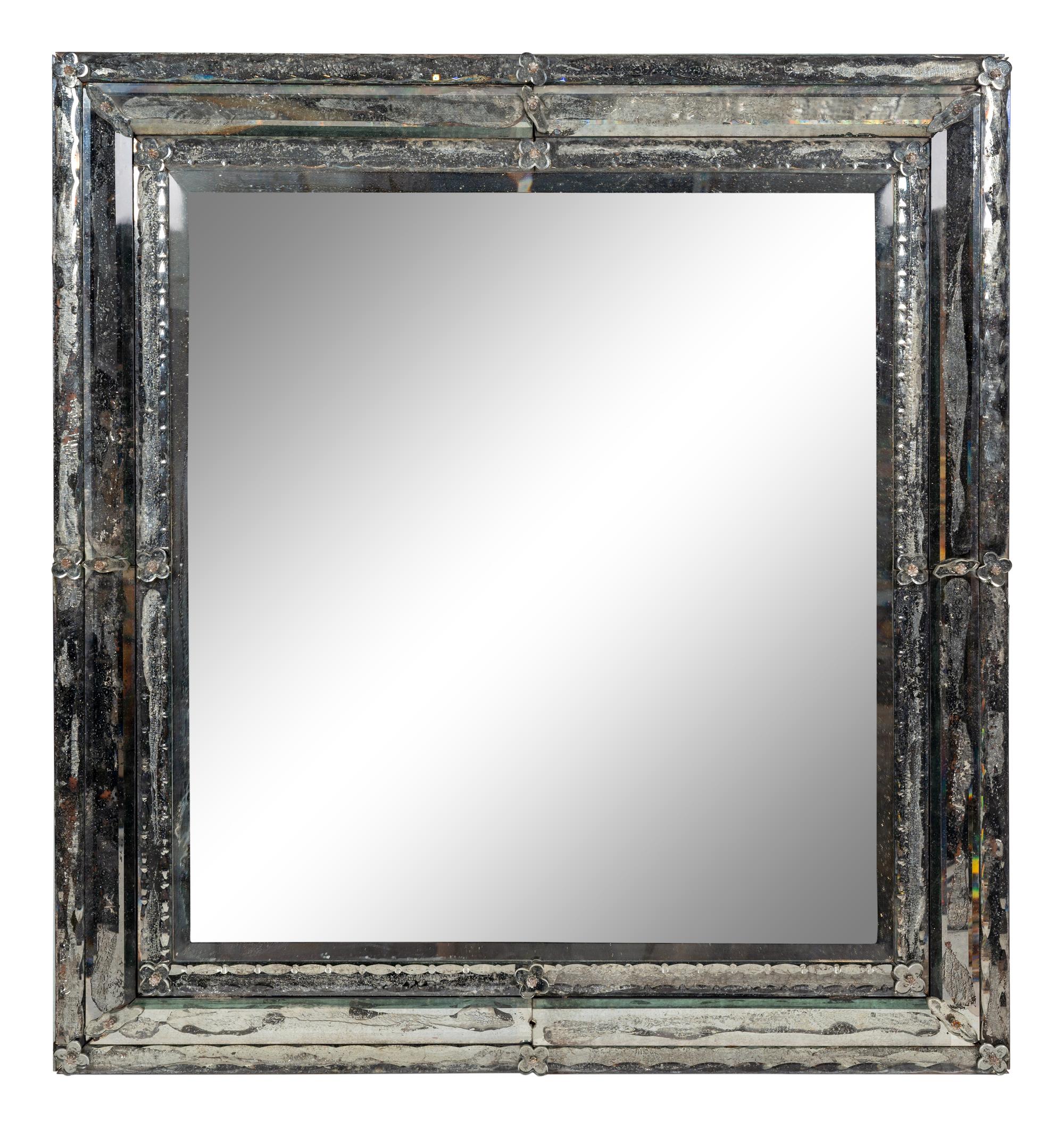 A Venetian Etched Glass Mirror