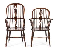An Assembled Set of Six English Elmwood Windsor Armchairs