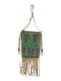 Sioux Beaded Hide Bag, with American Flags