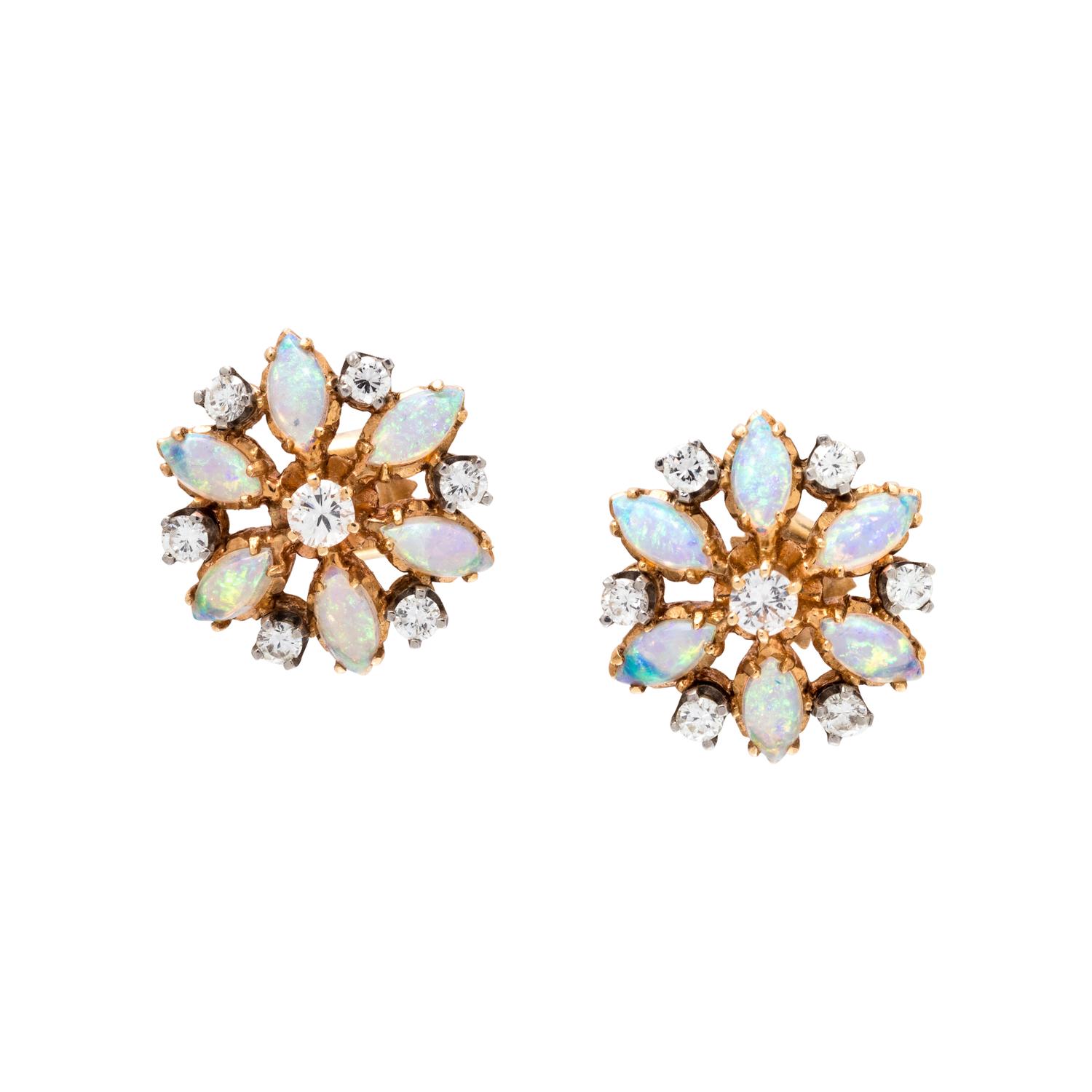 OPAL AND DIAMOND EARRINGS