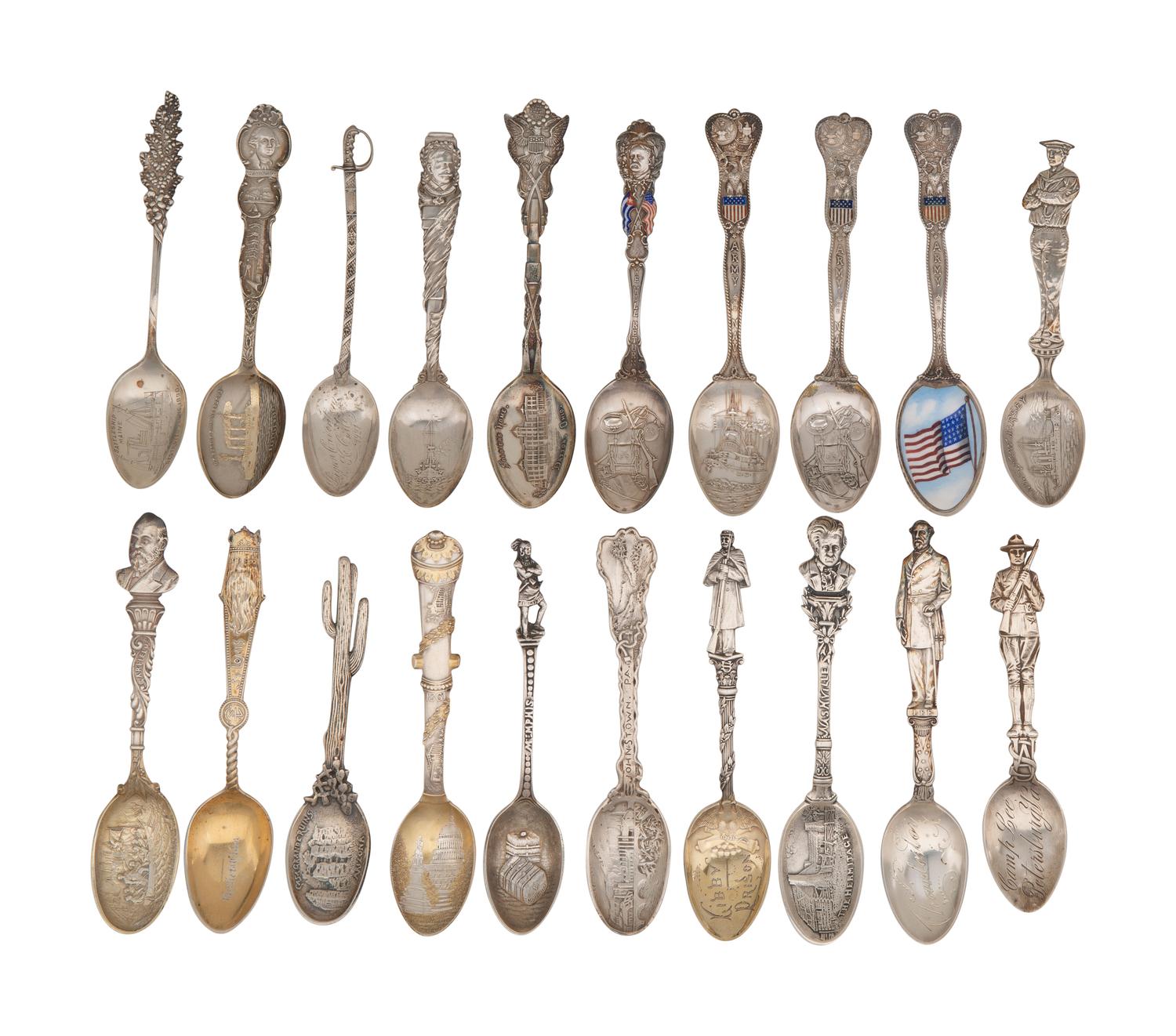 A Collection of Silver Souvenir Spoons