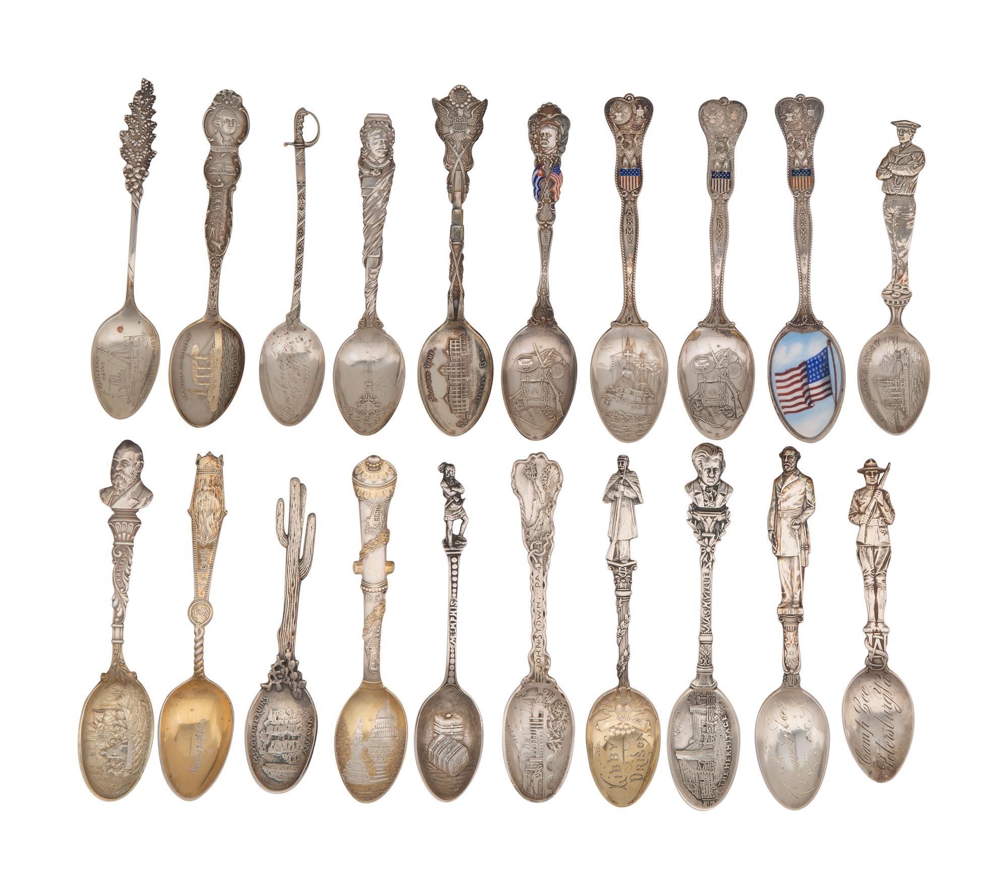 A Collection of Silver Souvenir Spoons