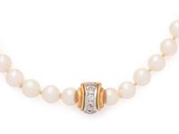 CULTURED PEARL AND DIAMOND NECKLACE