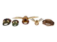 A Group of Five Sarreguemines Majolica Wall Pockets — 19th/20th Century