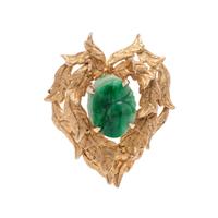 YELLOW GOLD AND JADE PENDANT/BROOCH
