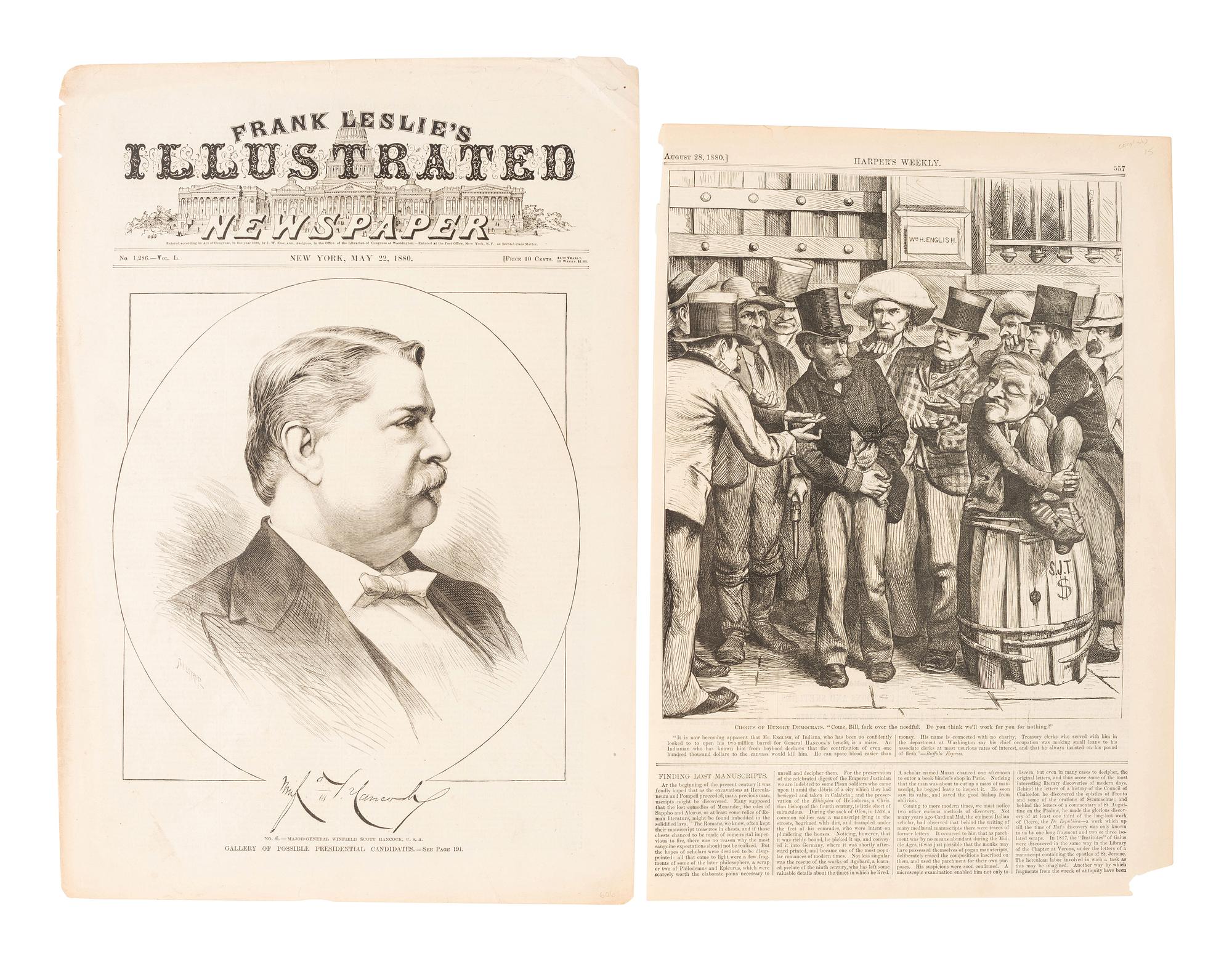 [HANCOCK, Winfield Scott (1824-1886)]. A group of cabinet cards, advertising cards, and other ephemera related to Hancock's 1880 presidential campaign, comprising: