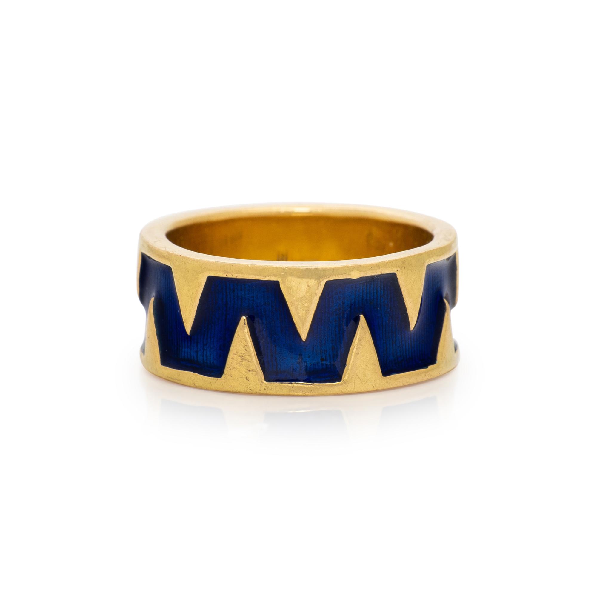 TIFFANY & CO., SCHLUMBERGER, YELLOW GOLD AND ENAMEL RING
