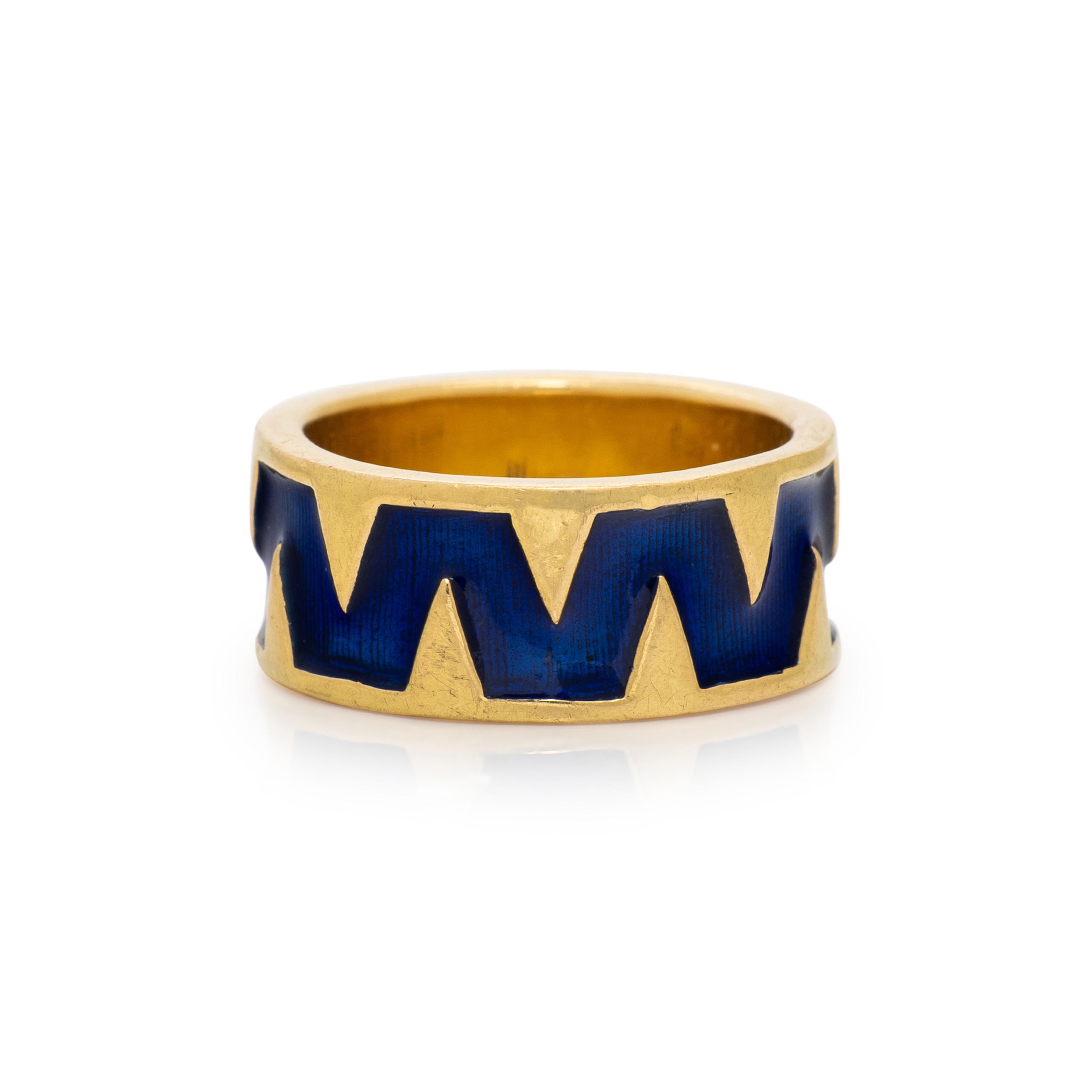 TIFFANY & CO., SCHLUMBERGER, YELLOW GOLD AND ENAMEL RING