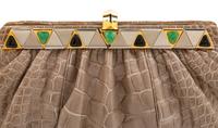 Judith Leiber Grey Crocodile Leather Purse