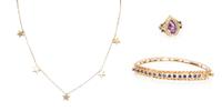 A Collection of 14 Karat Yellow Gold Jewelry, 12.15 dwts.