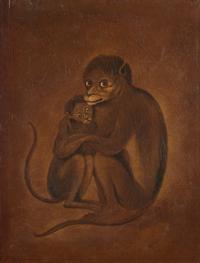 Continental School 19th century, Portrait of a Monkey with Baby