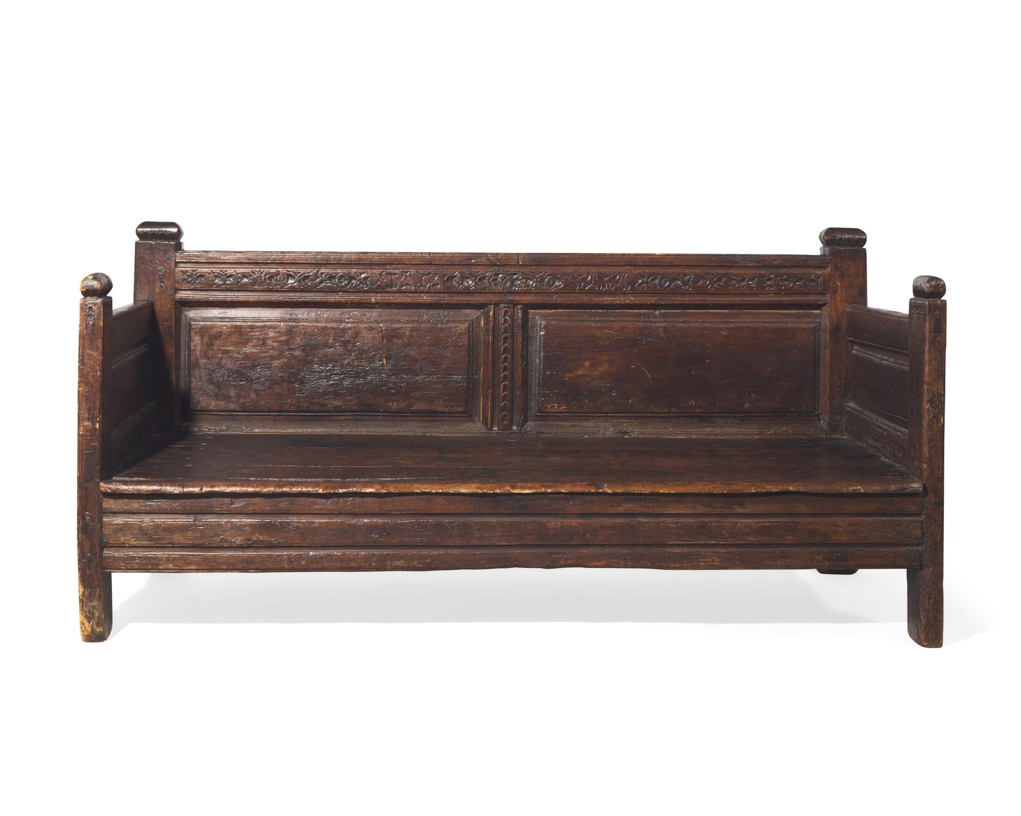 An unusual Charles II carved walnut bed, 17th century