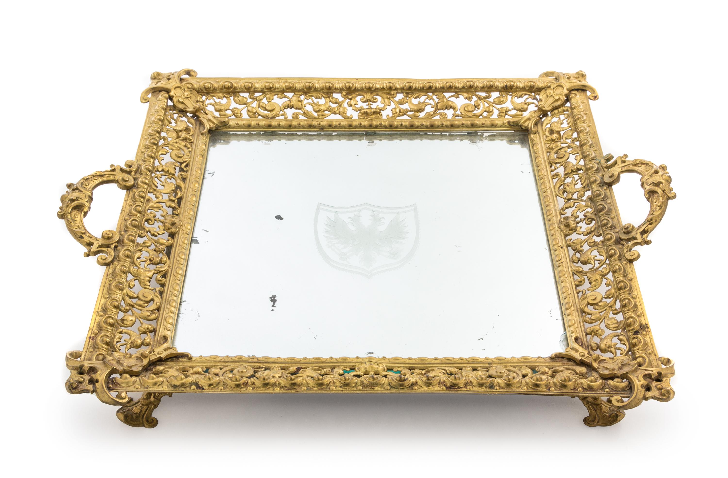 A Continental Gilt Bronze Table Plateau Width 21 1/2 x depth 18 1/2 inches.