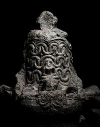 An Indian Carved Black Stone Head of a Vishnu