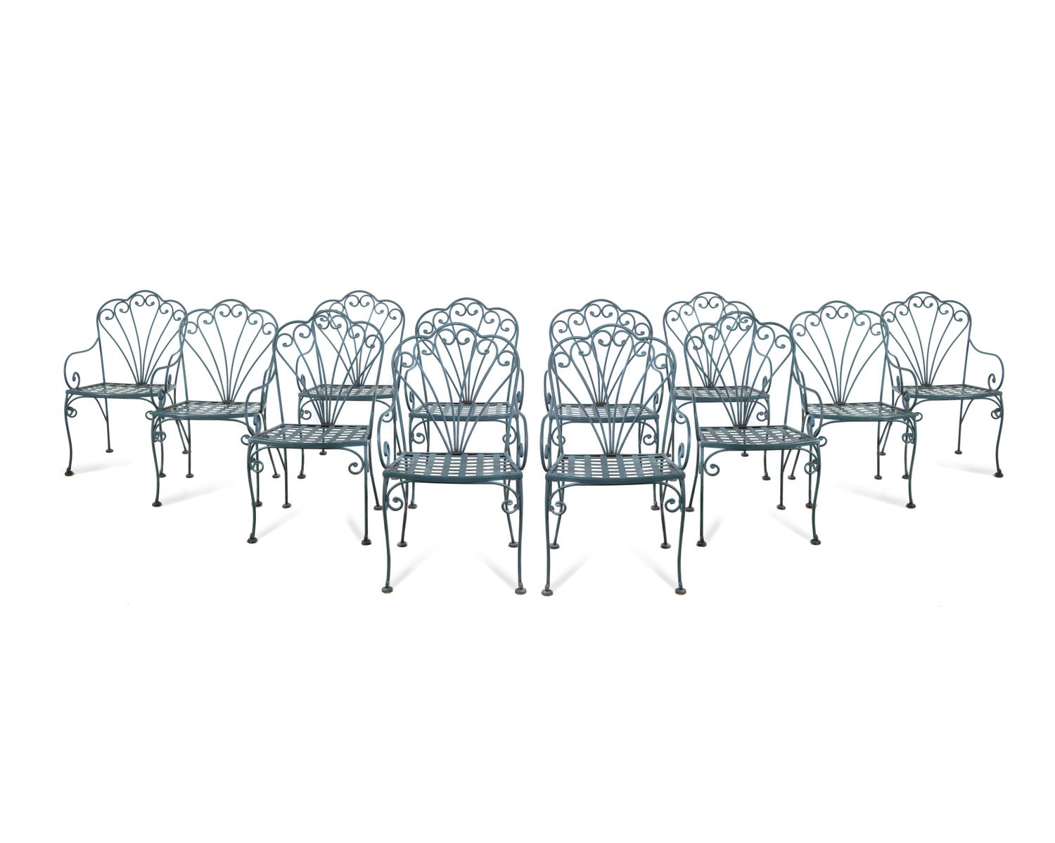 A Suite of Painted Steel Patio Furniture