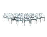 A Suite of Painted Steel Patio Furniture