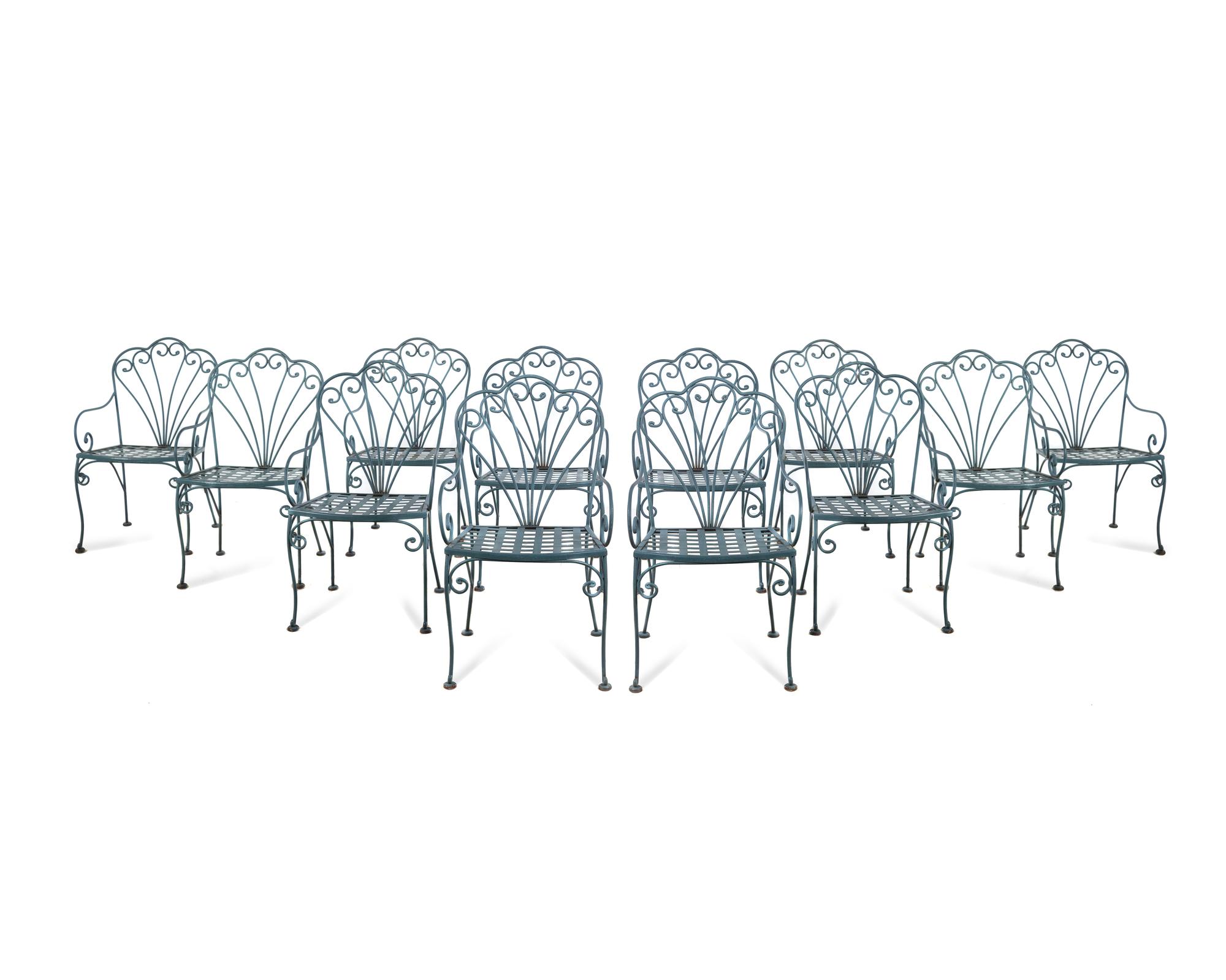 A Suite of Painted Steel Patio Furniture