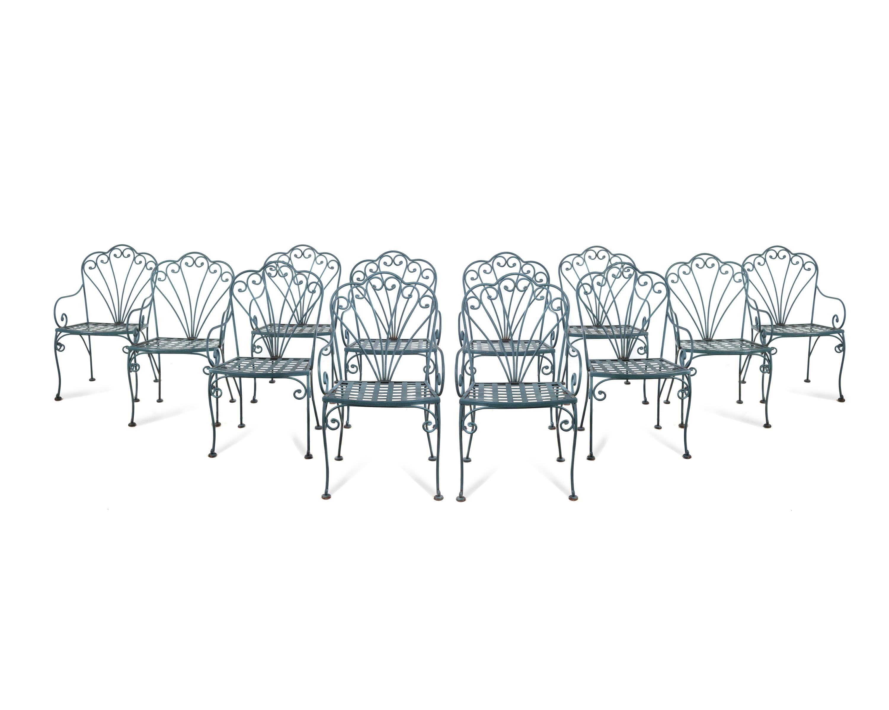 A Suite of Painted Steel Patio Furniture