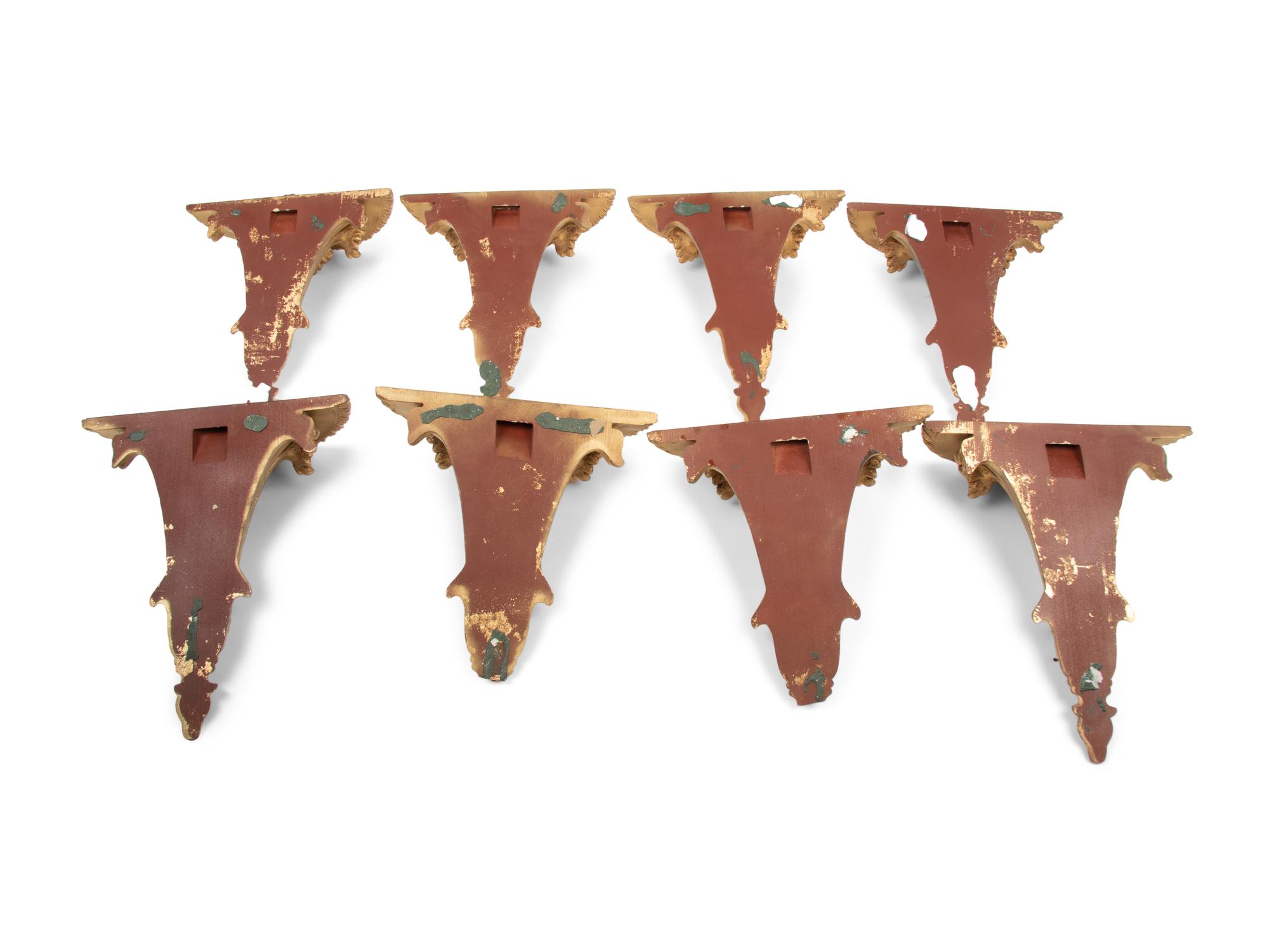 A Set of Eight Continental Giltwood Brackets