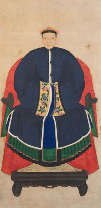A Pair of Chinese Ancestor Portraits — 19TH CENTURY