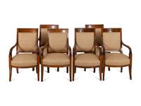A Group of Six Empire Mahogany Arm Chairs