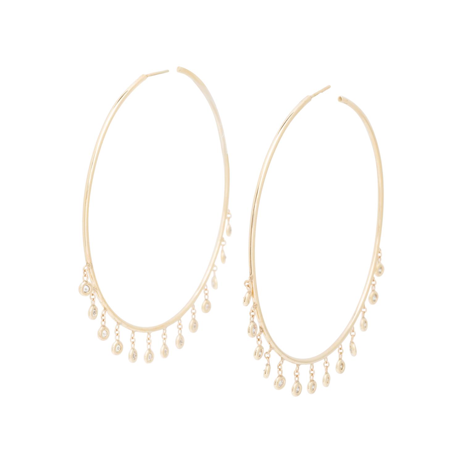 JACQUIE AICHE, YELLOW GOLD AND DIAMOND NECKLACE AND SHAKER HOOP EARRINGS