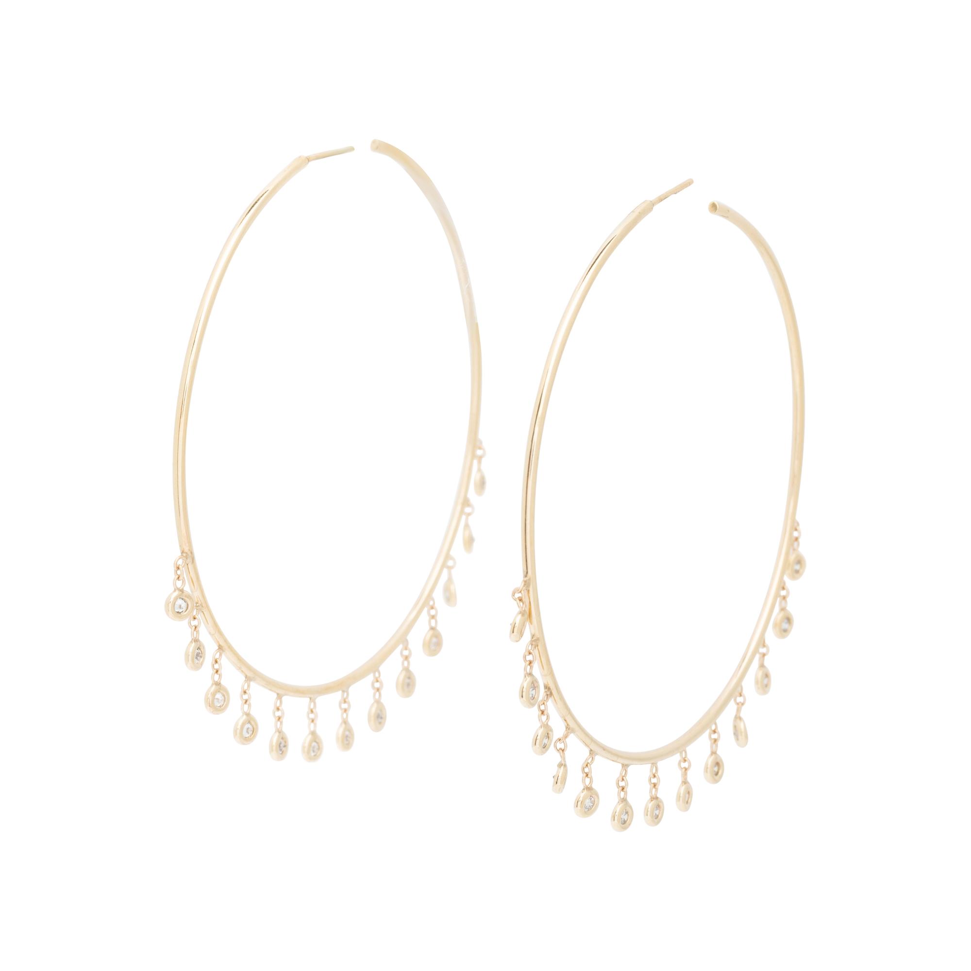 JACQUIE AICHE, YELLOW GOLD AND DIAMOND NECKLACE AND SHAKER HOOP EARRINGS