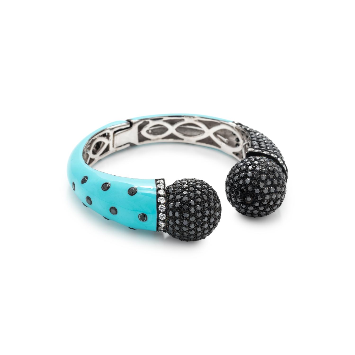 DIAMOND SIMULANT AND ENAMEL CUFF BRACELET