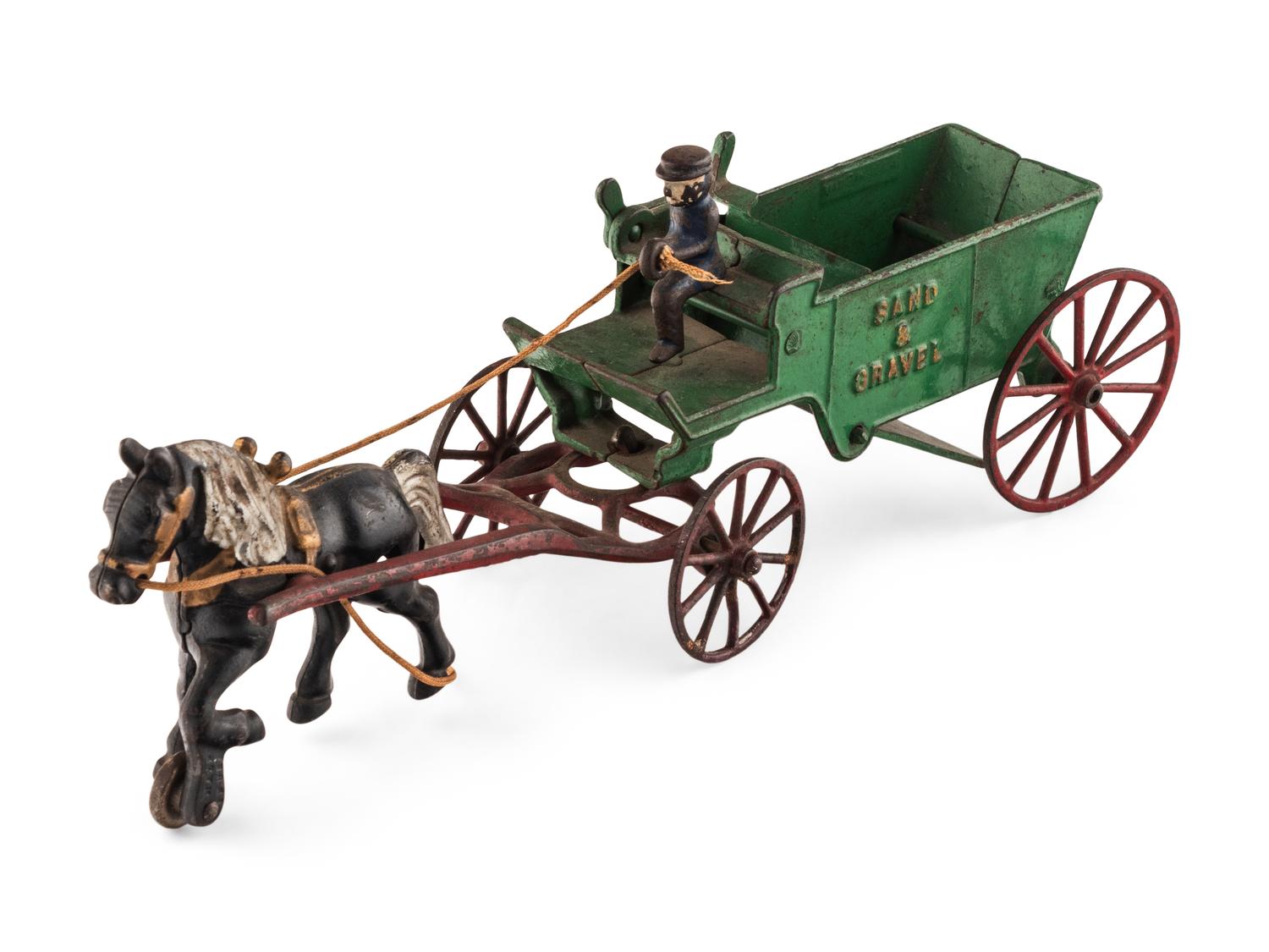 A Group of Three Cast Iron Horse-Drawn Carts