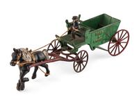 A Group of Three Cast Iron Horse-Drawn Carts