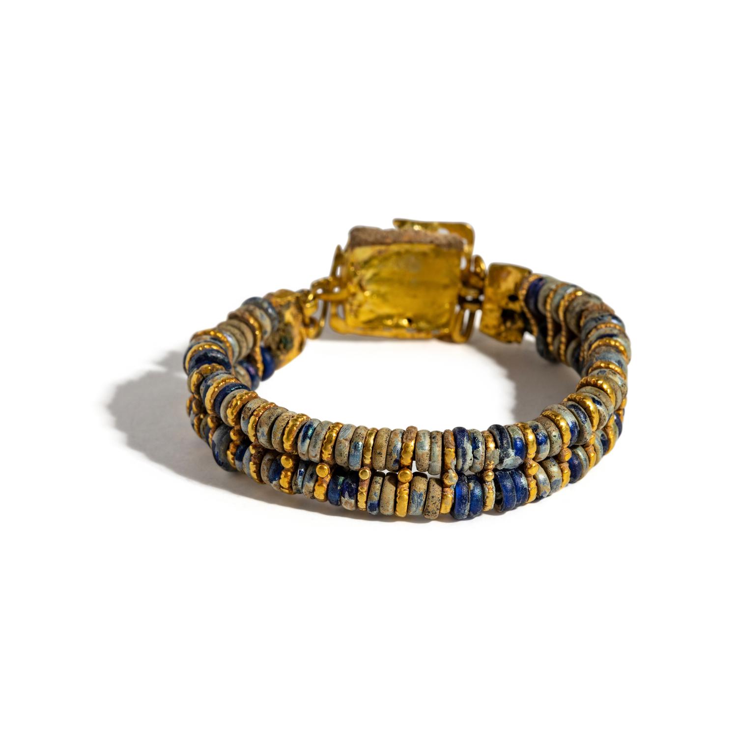 An East Roman Emerald, Gold, and Glass Bracelet